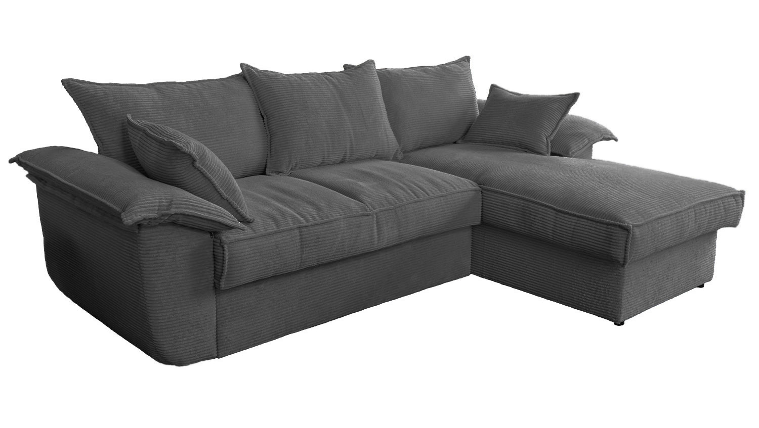 KAWOLA Sofa DAMETO Ecksofa Bettsofa Schlafsofa mit Stauraum Cord grau