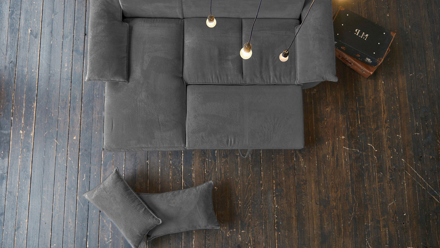 KAWOLA Sofa DAMETO Ecksofa Bettsofa Schlafsofa mit Stauraum Cord grau