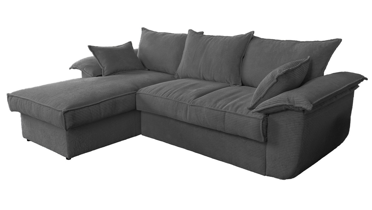 KAWOLA Sofa DAMETO Ecksofa Bettsofa Schlafsofa mit Stauraum Cord grau