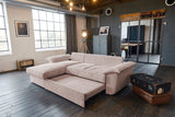 KAWOLA Sofa DAMETO Ecksofa Bettsofa Schlafsofa mit Stauraum Cord rosa