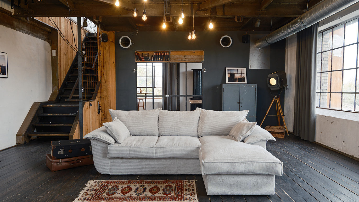 KAWOLA Sofa DAMETO Ecksofa Bettsofa Schlafsofa mit Stauraum Cord weiß, Rechts