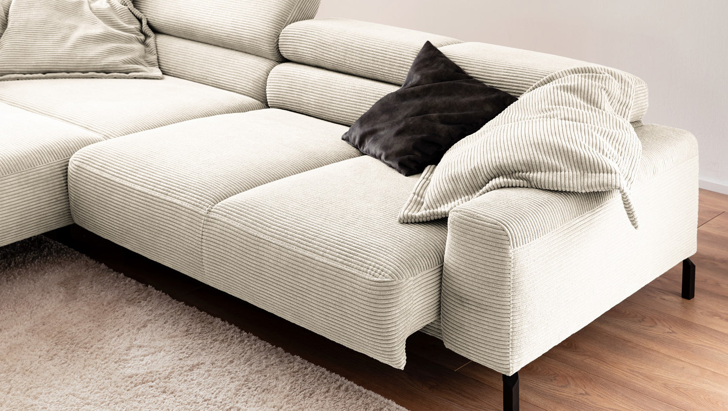 KAWOLA Sofa DELIA Ecksofa Cord cremeweiß