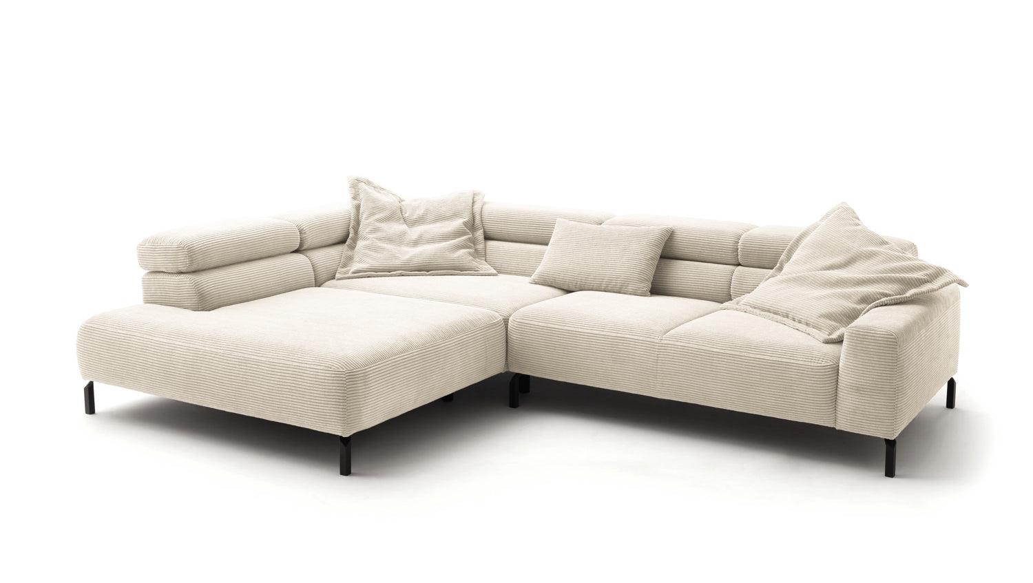 KAWOLA Sofa DELIA Ecksofa Cord cremeweiß
