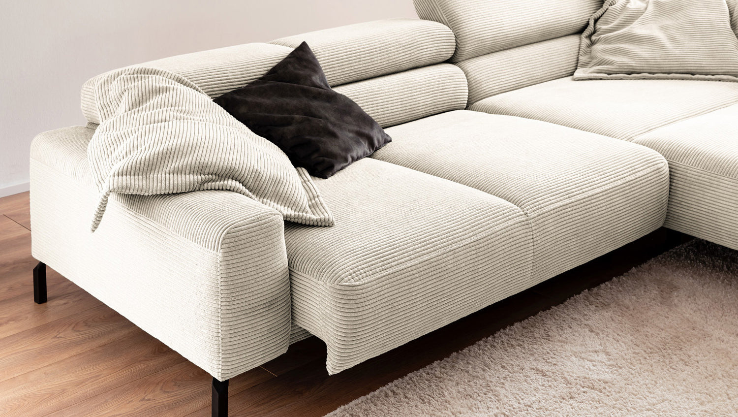 KAWOLA Sofa DELIA Ecksofa Cord cremeweiß