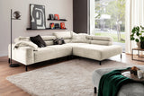 KAWOLA Sofa DELIA Ecksofa Cord cremeweiß, 276 x 219, Rechts, Ohne Komfortfunktion