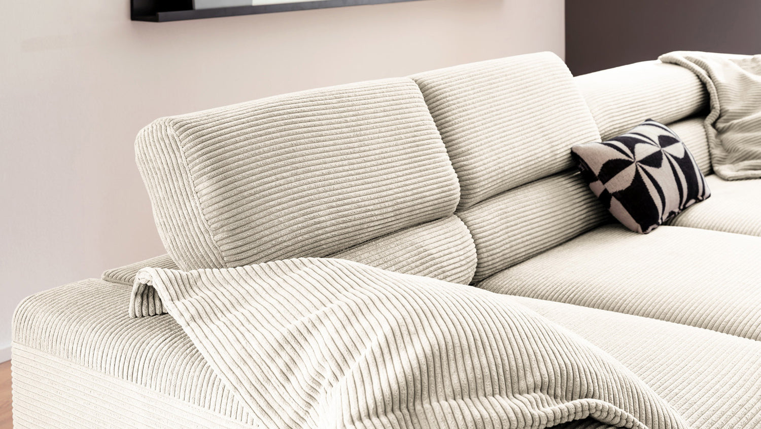KAWOLA Sofa DELIA Ecksofa Cord cremeweiß