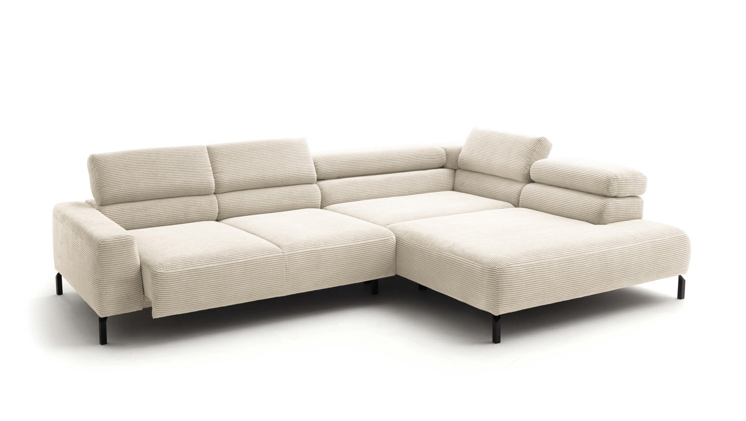 KAWOLA Sofa DELIA Ecksofa Cord cremeweiß