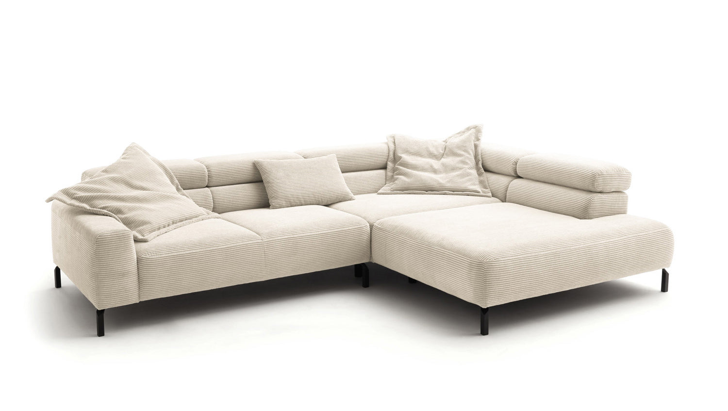 KAWOLA Sofa DELIA Ecksofa Cord cremeweiß