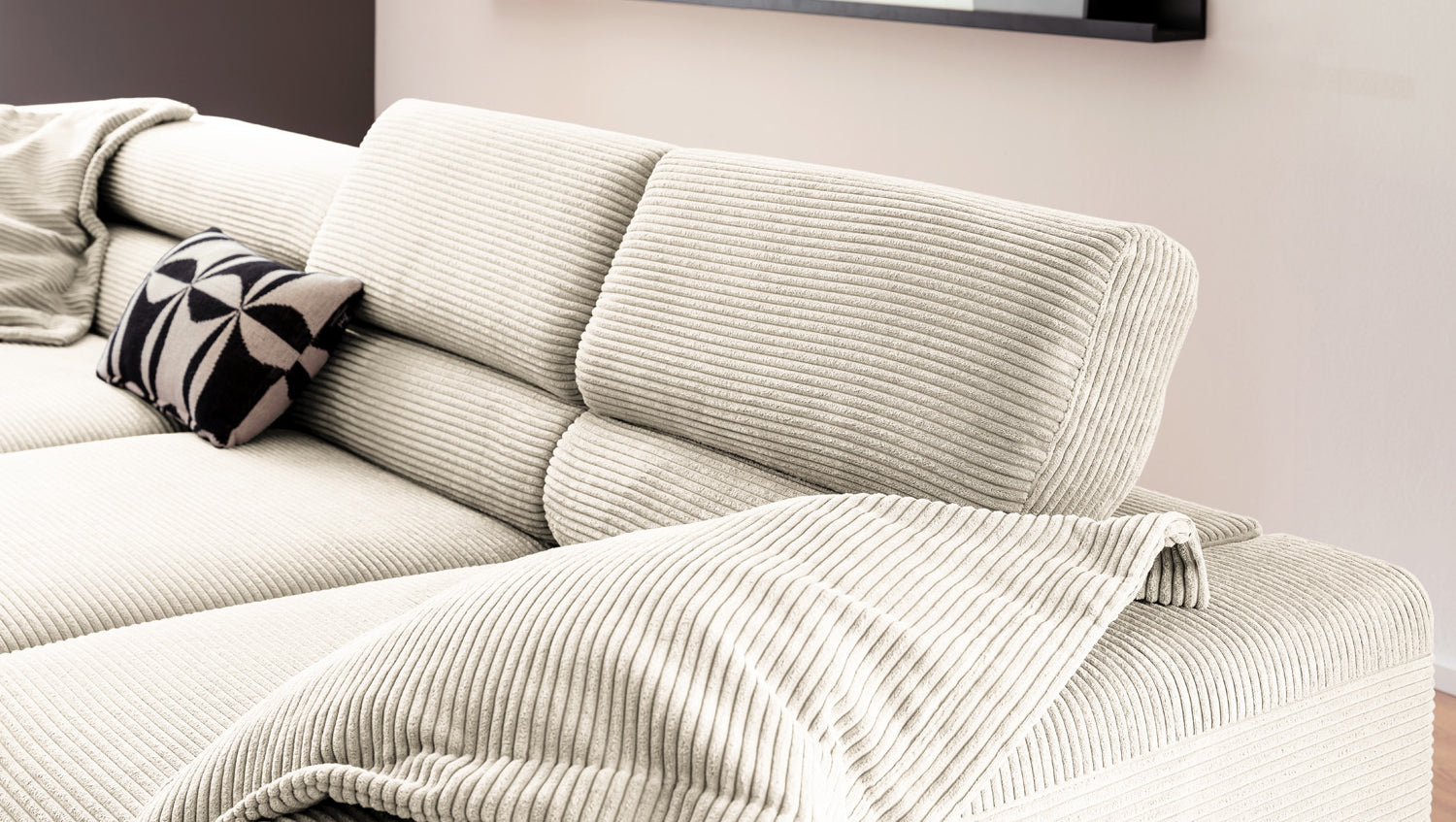 KAWOLA Sofa DELIA Ecksofa Cord cremeweiß