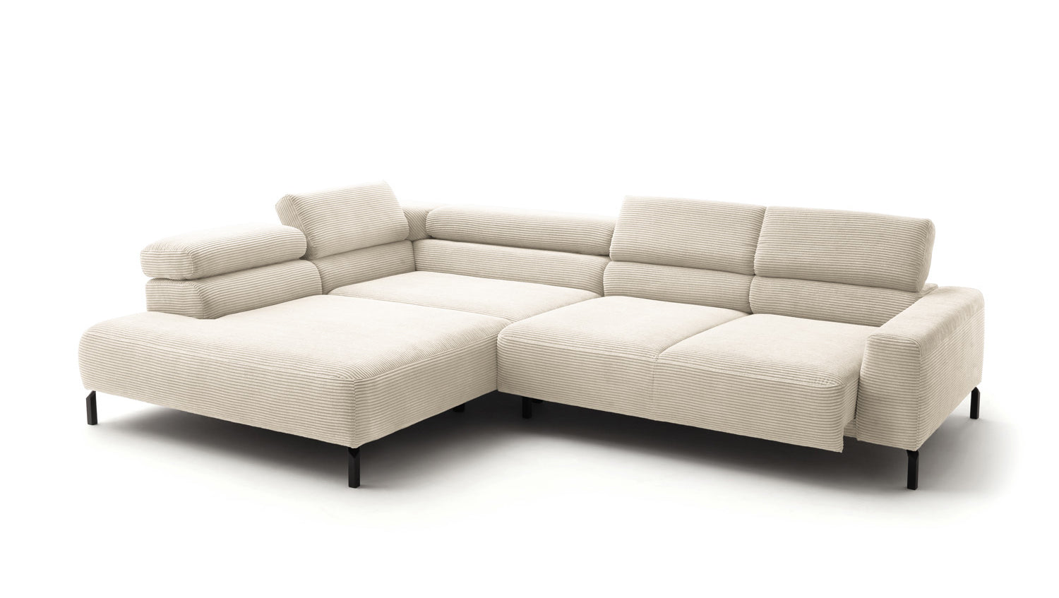 KAWOLA Sofa DELIA Ecksofa Cord cremeweiß
