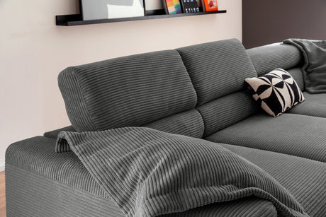 KAWOLA Sofa DELIA Ecksofa Cord grau