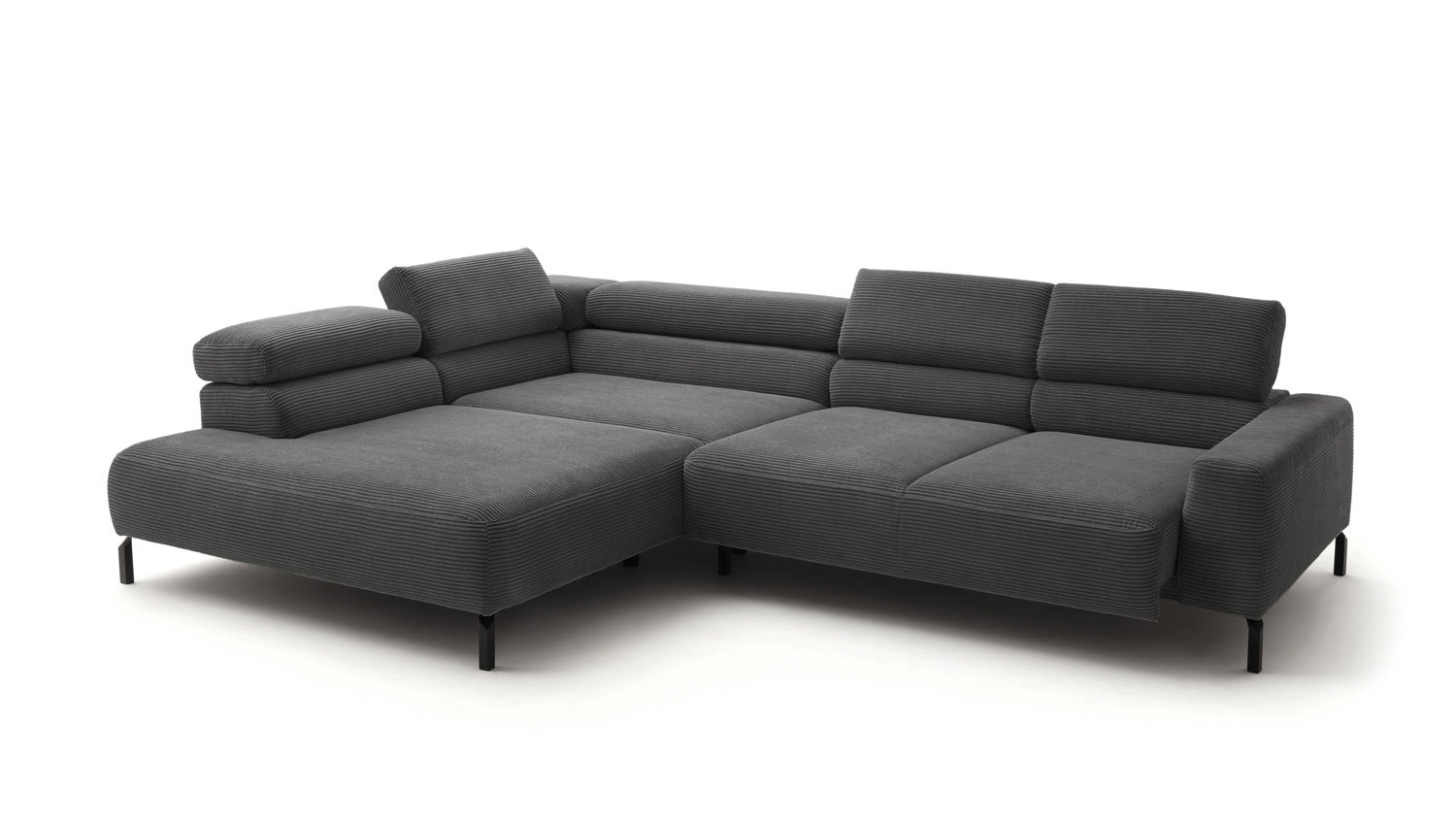 KAWOLA Sofa DELIA Ecksofa Cord grau