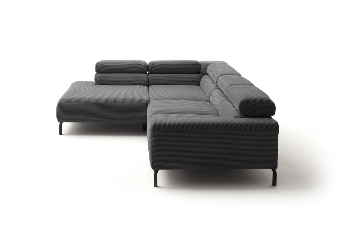 KAWOLA Sofa DELIA Ecksofa Cord grau
