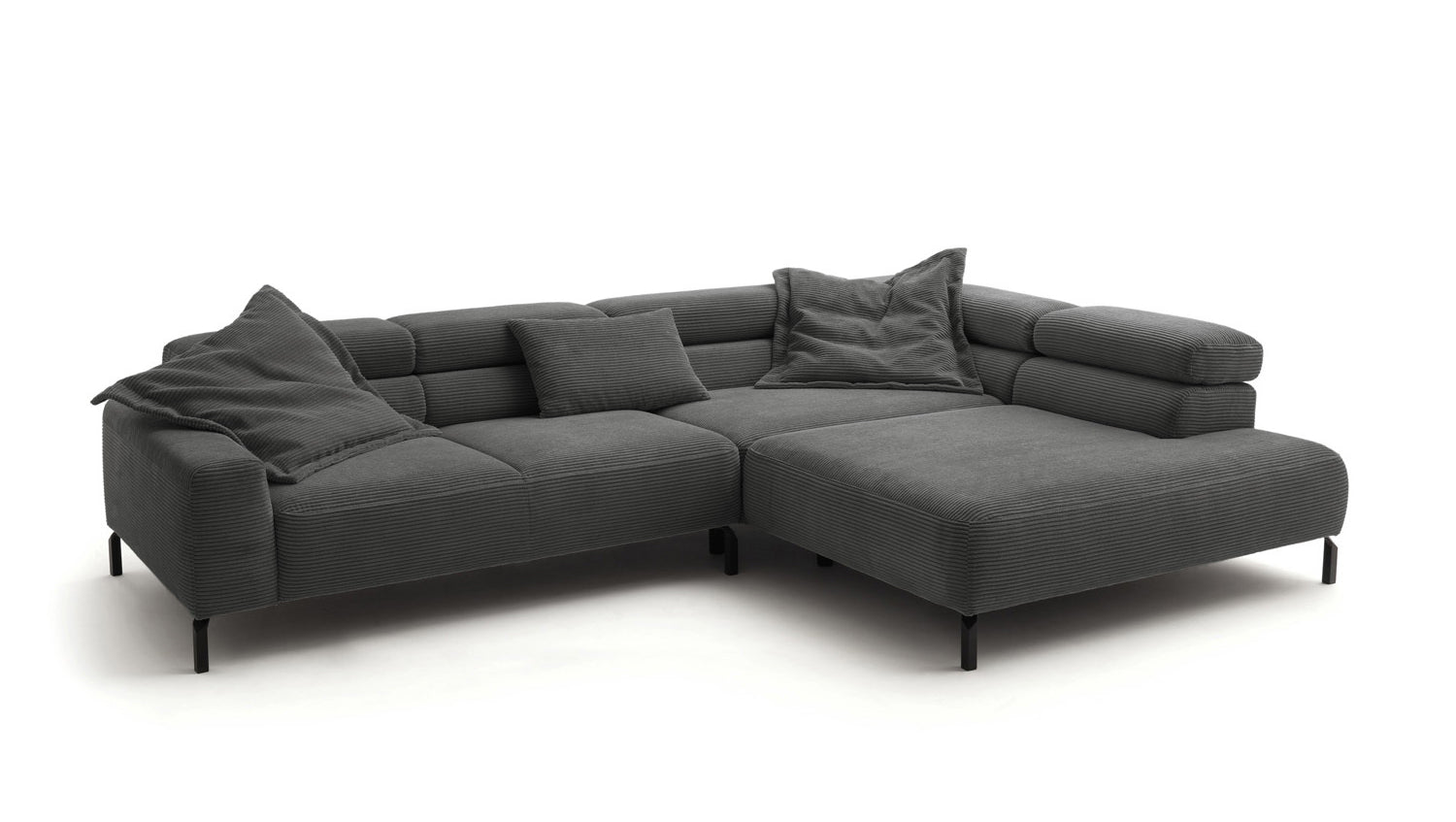 KAWOLA Sofa DELIA Ecksofa Cord grau