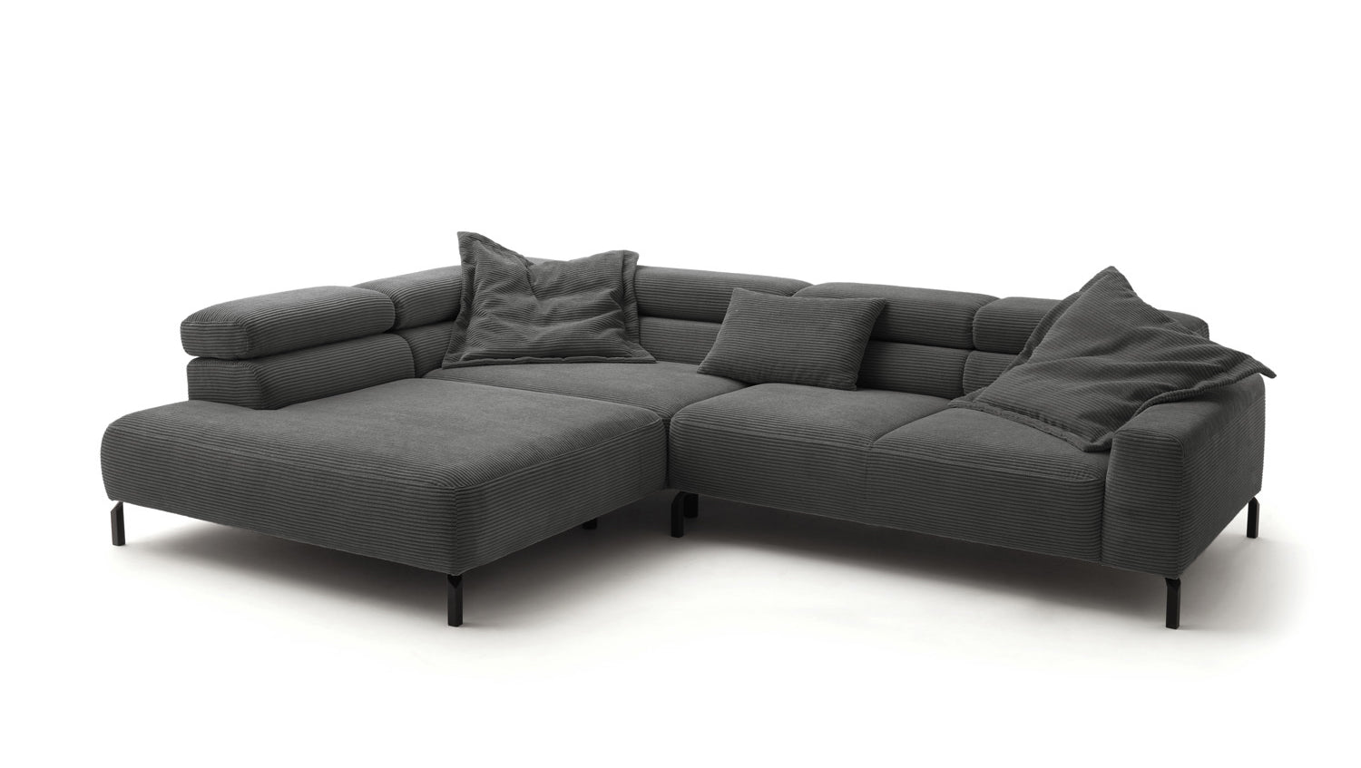 KAWOLA Sofa DELIA Ecksofa Cord grau