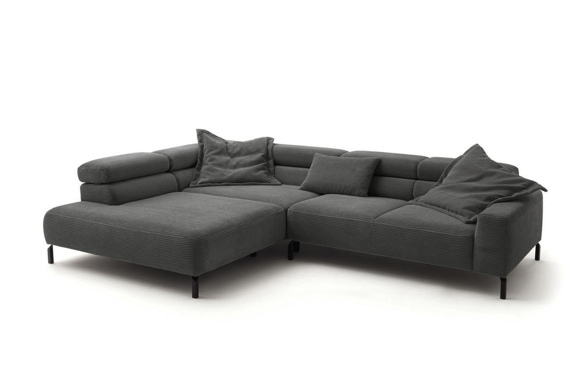 KAWOLA Sofa DELIA Ecksofa Cord grau