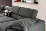 KAWOLA Sofa DELIA Ecksofa Cord grau