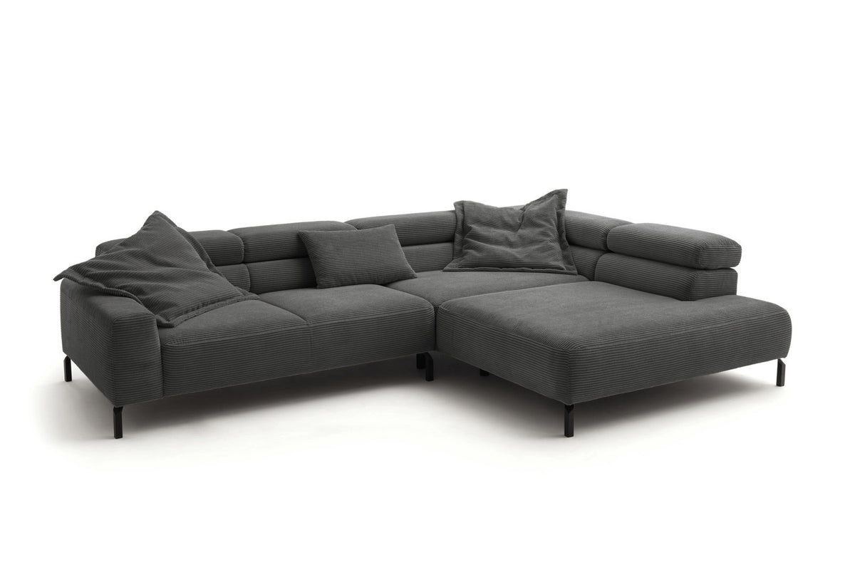 KAWOLA Sofa DELIA Ecksofa Cord grau
