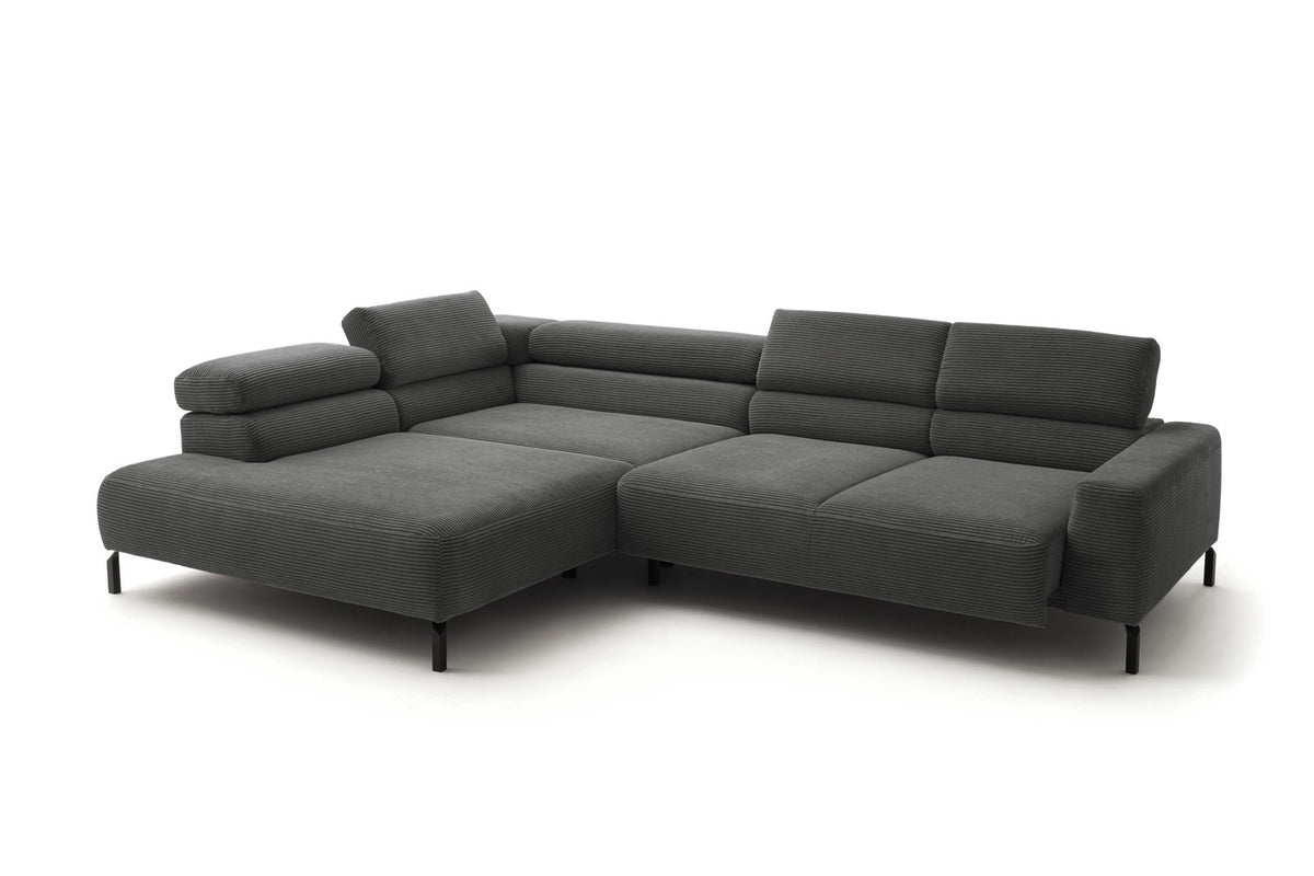 KAWOLA Sofa DELIA Ecksofa Cord grau