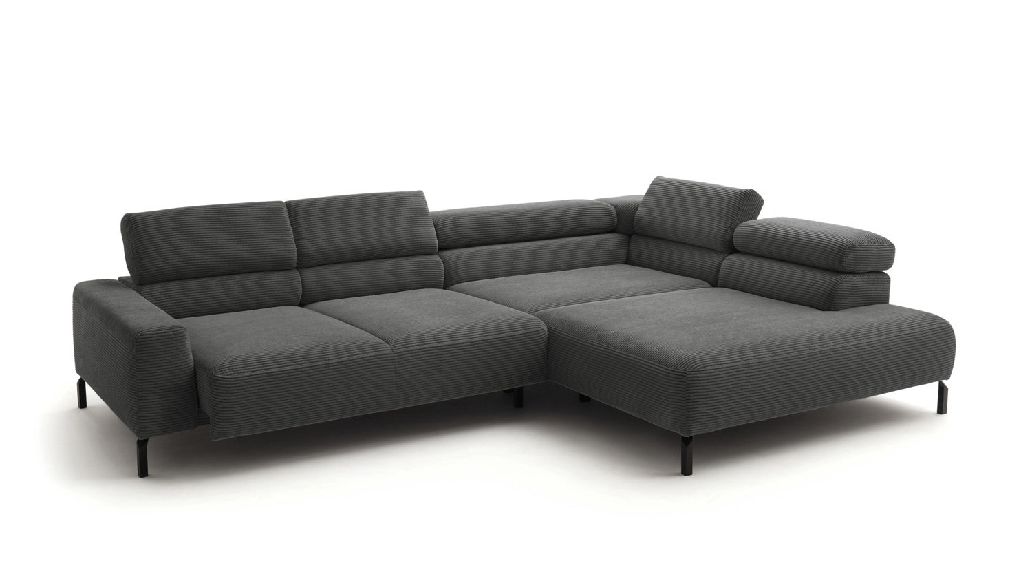 KAWOLA Sofa DELIA Ecksofa Cord grau