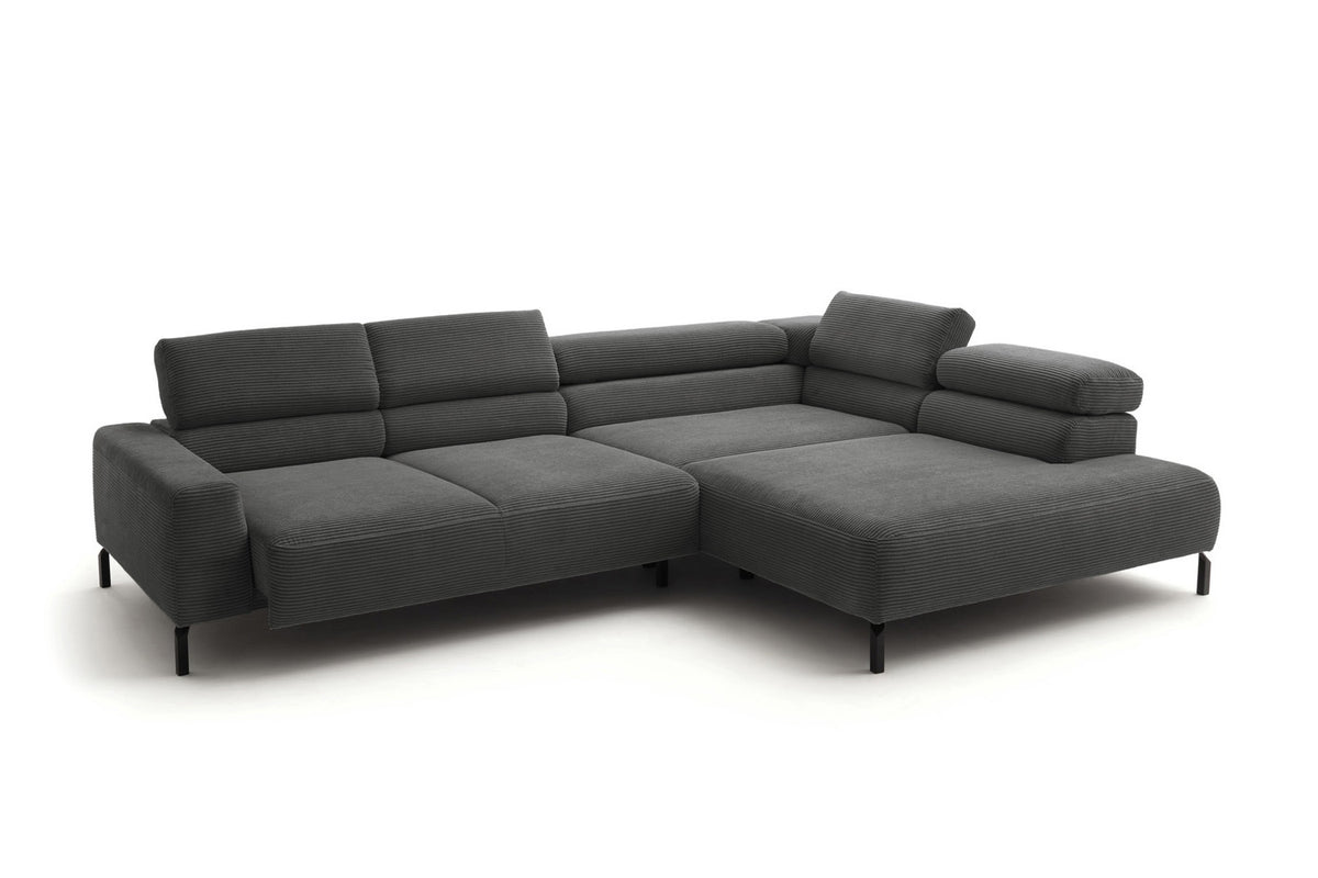KAWOLA Sofa DELIA Ecksofa Cord grau