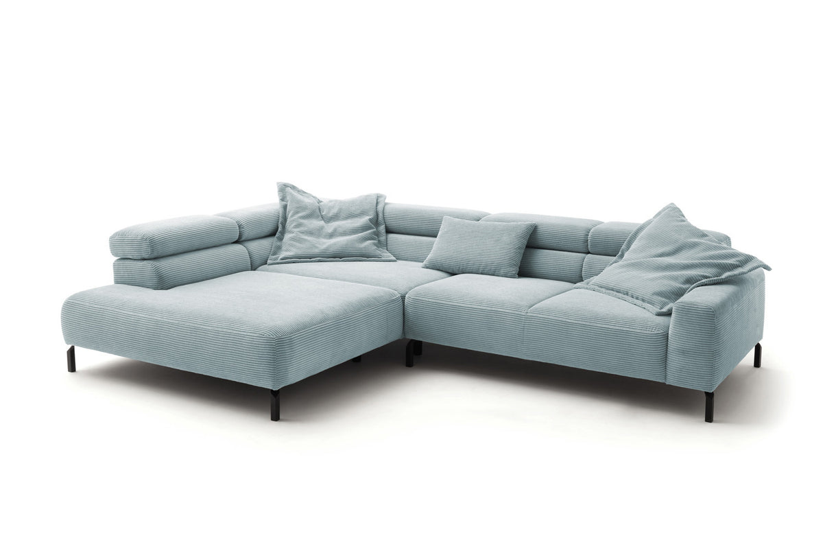 KAWOLA Sofa DELIA Ecksofa Cord hellblau