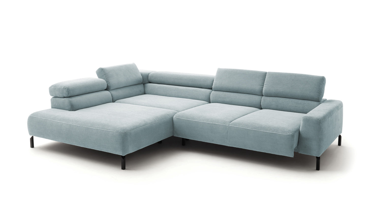 KAWOLA Sofa DELIA Ecksofa Cord hellblau