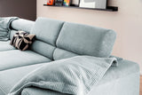 KAWOLA Sofa DELIA Ecksofa Cord hellblau