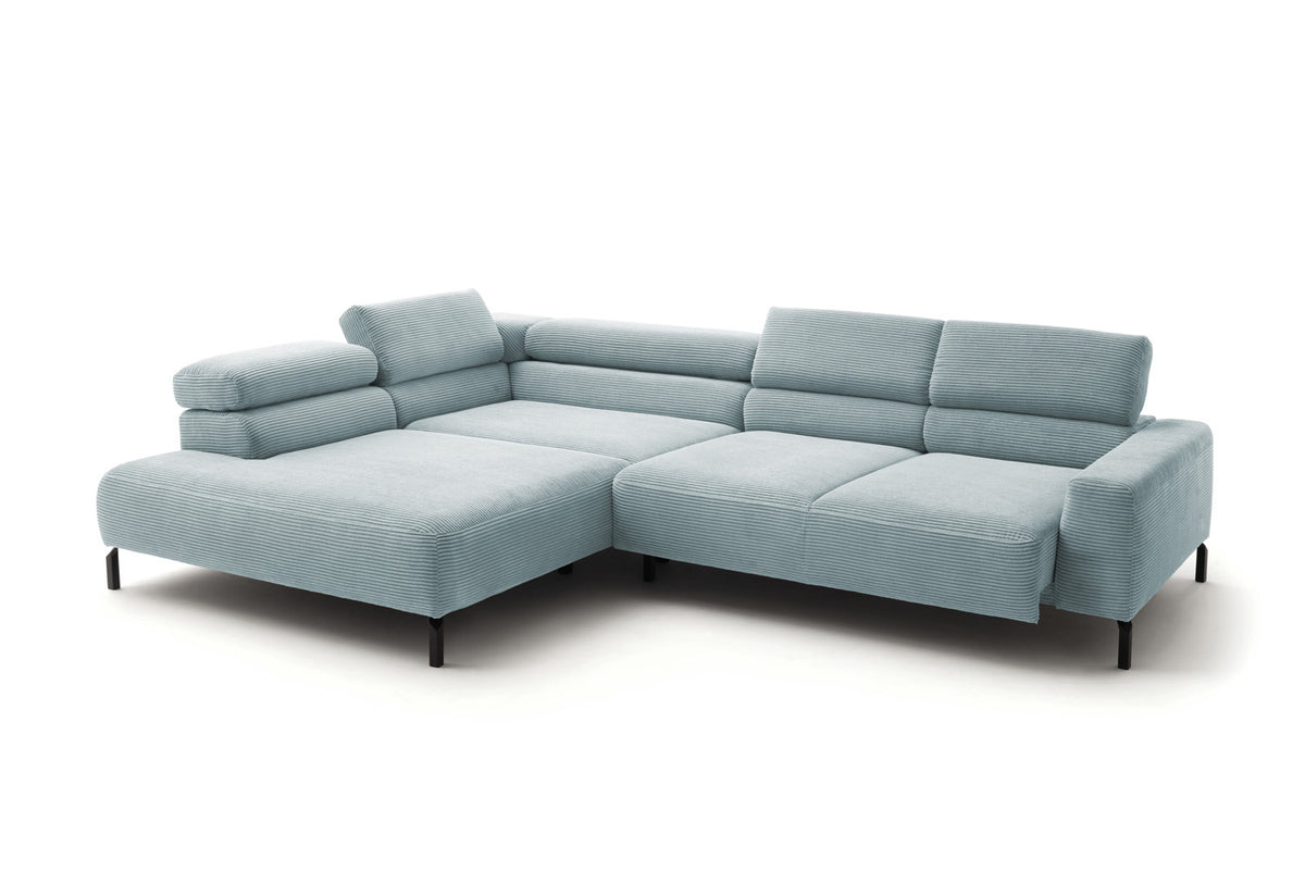 KAWOLA Sofa DELIA Ecksofa Cord hellblau
