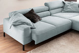 KAWOLA Sofa DELIA Ecksofa Cord hellblau