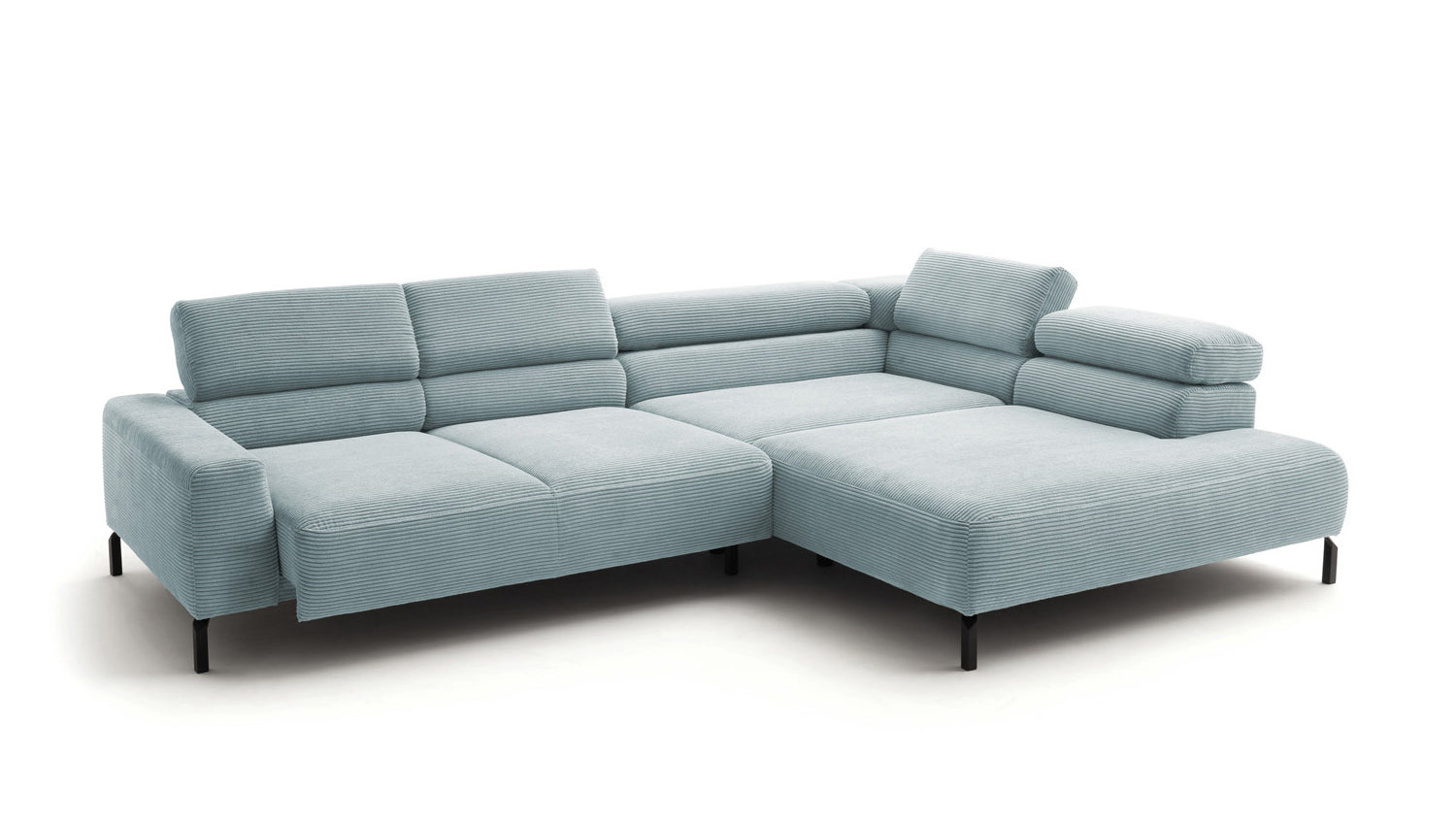 KAWOLA Sofa DELIA Ecksofa Cord hellblau