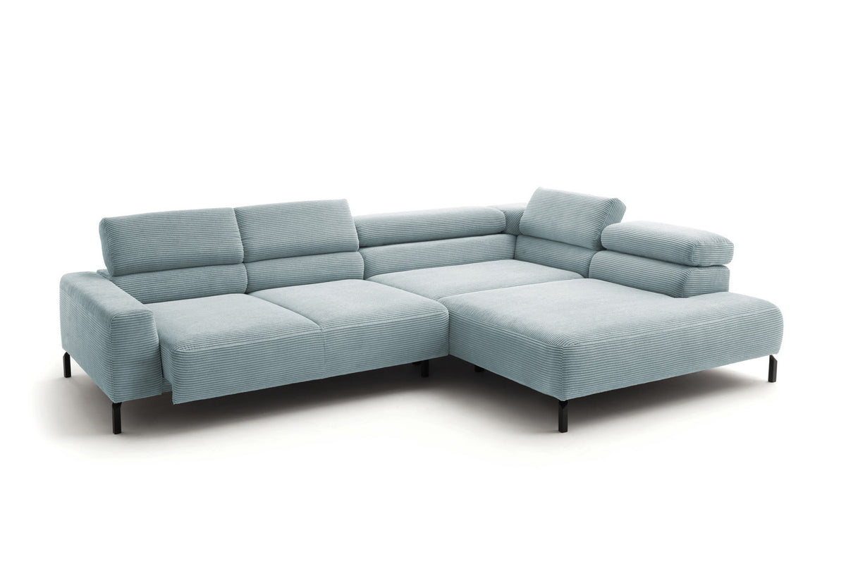 KAWOLA Sofa DELIA Ecksofa Cord hellblau