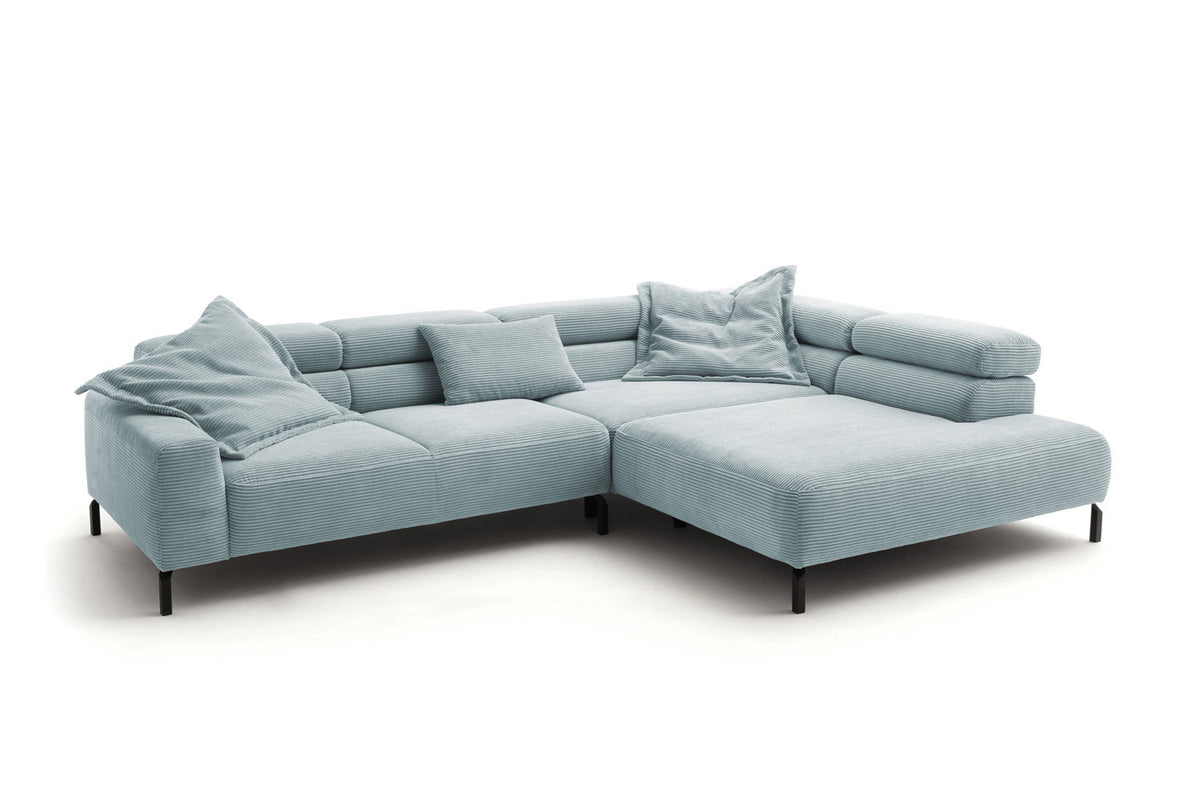 KAWOLA Sofa DELIA Ecksofa Cord hellblau