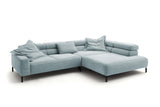 KAWOLA Sofa DELIA Ecksofa Cord hellblau