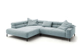 KAWOLA Sofa DELIA Ecksofa Cord hellblau