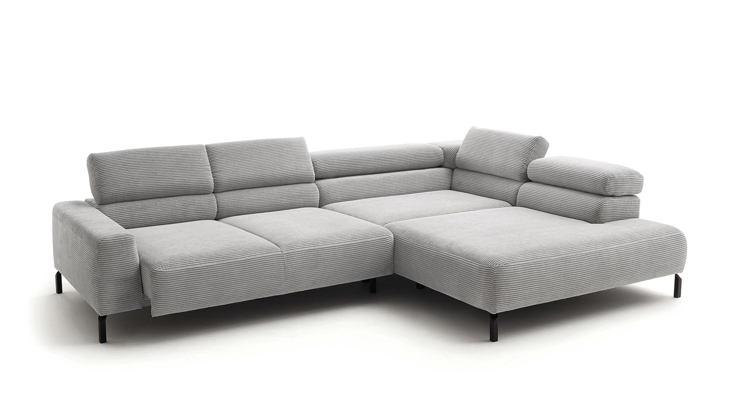 KAWOLA Sofa DELIA Ecksofa Cord hellgrau