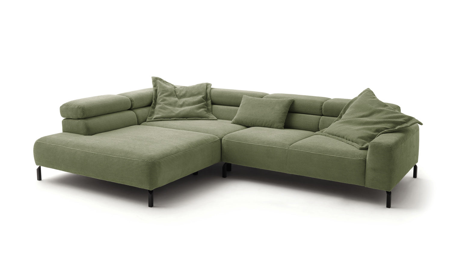 KAWOLA Sofa DELIA Ecksofa Cord olivgrün