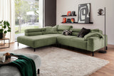 KAWOLA Sofa DELIA Ecksofa Cord olivgrün, 276 x 219, Links, Ohne Komfortfunktion