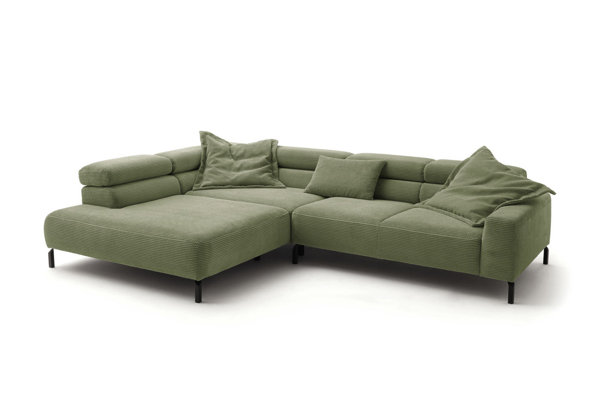 KAWOLA Sofa DELIA Ecksofa Cord olivgrün