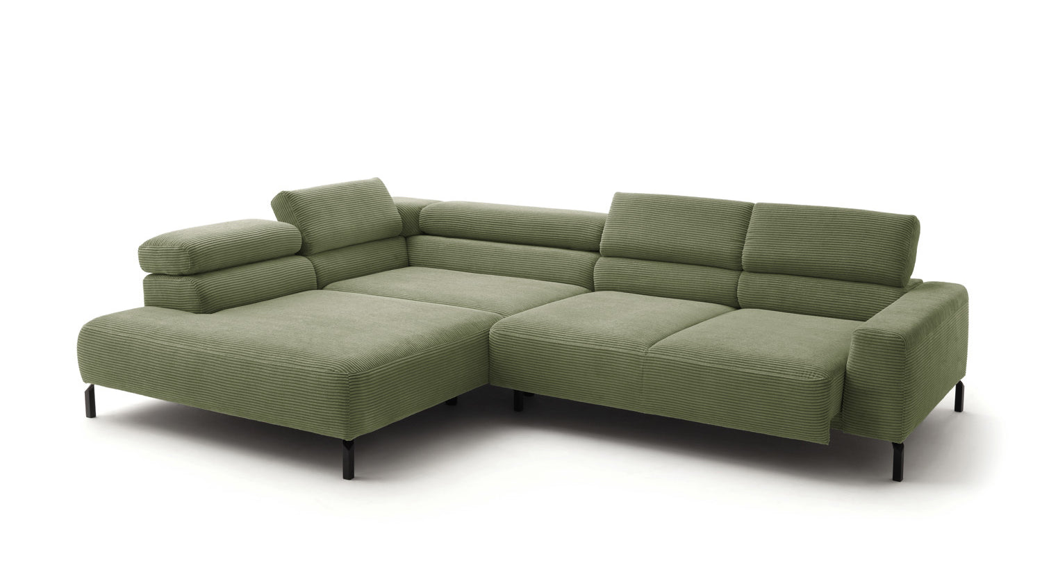 KAWOLA Sofa DELIA Ecksofa Cord olivgrün