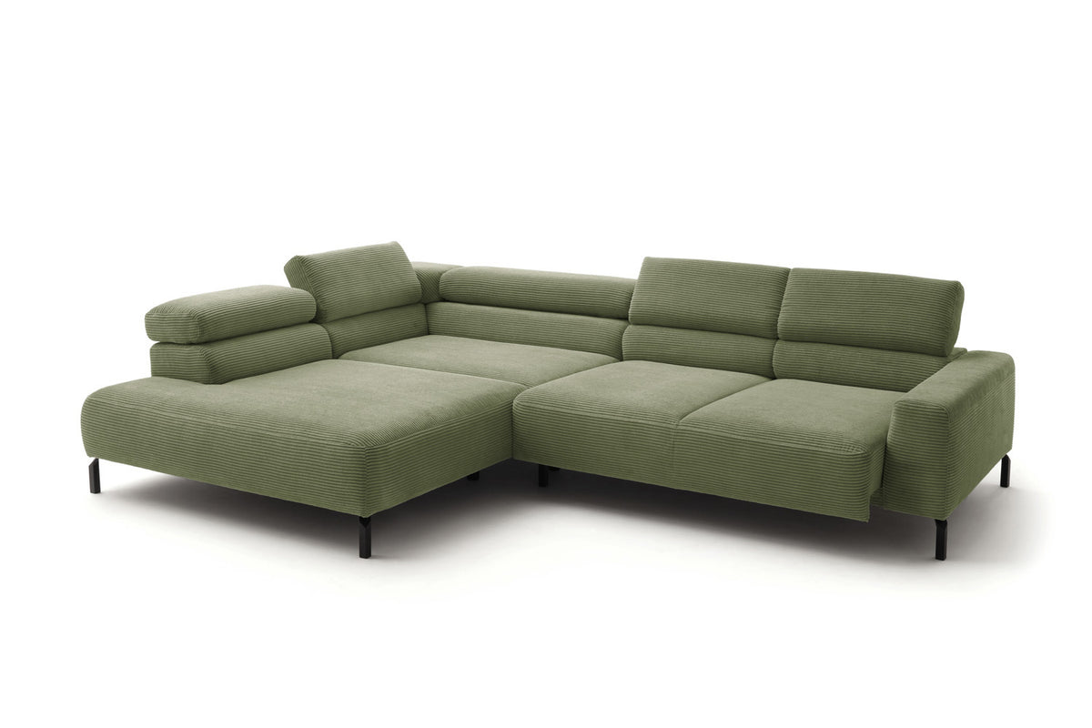 KAWOLA Sofa DELIA Ecksofa Cord olivgrün