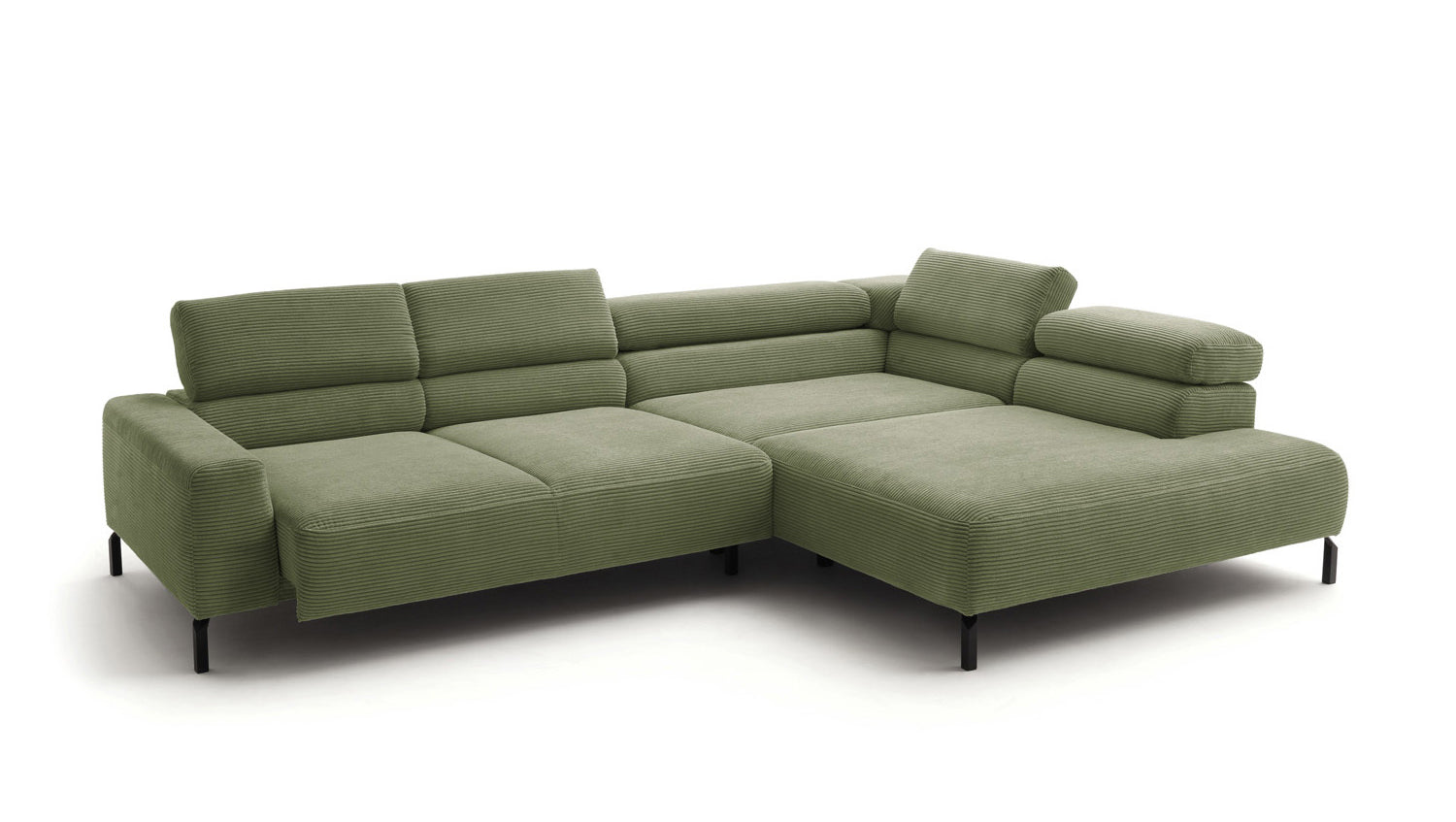 KAWOLA Sofa DELIA Ecksofa Cord olivgrün