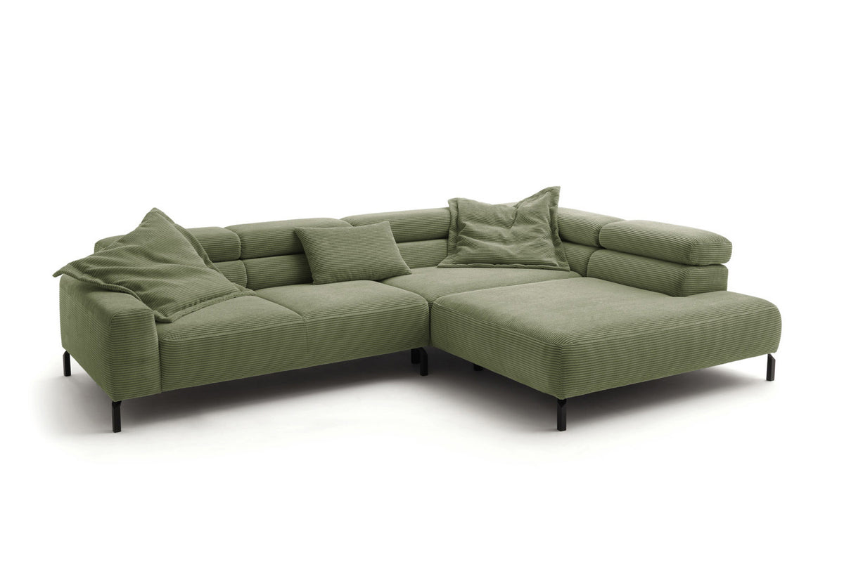 KAWOLA Sofa DELIA Ecksofa Cord olivgrün