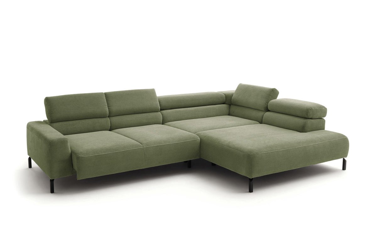 KAWOLA Sofa DELIA Ecksofa Cord olivgrün