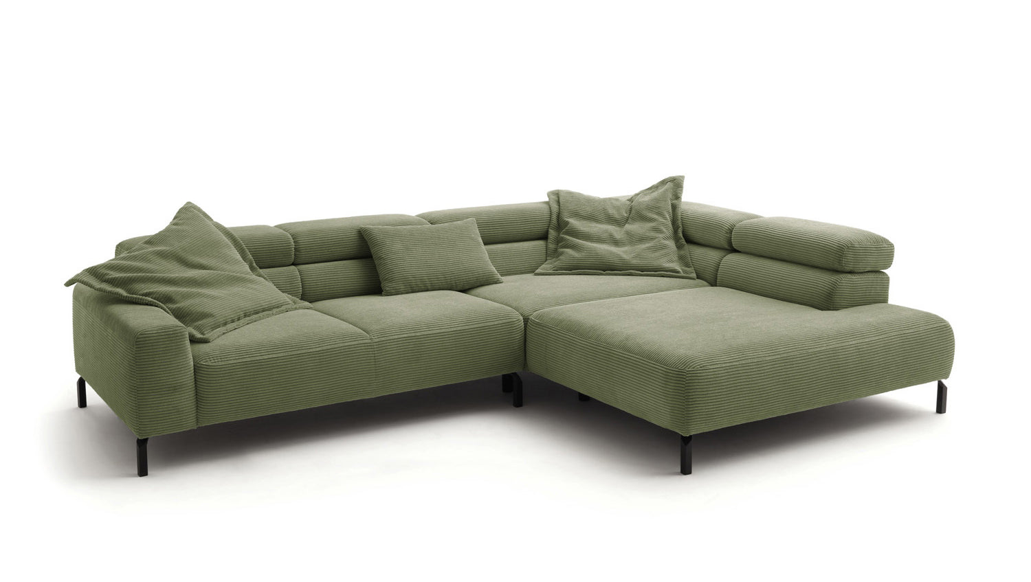 KAWOLA Sofa DELIA Ecksofa Cord olivgrün
