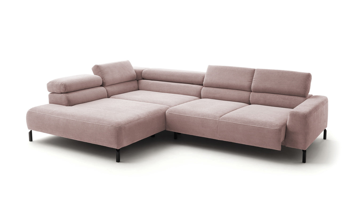 KAWOLA Sofa DELIA Ecksofa Cord rosa