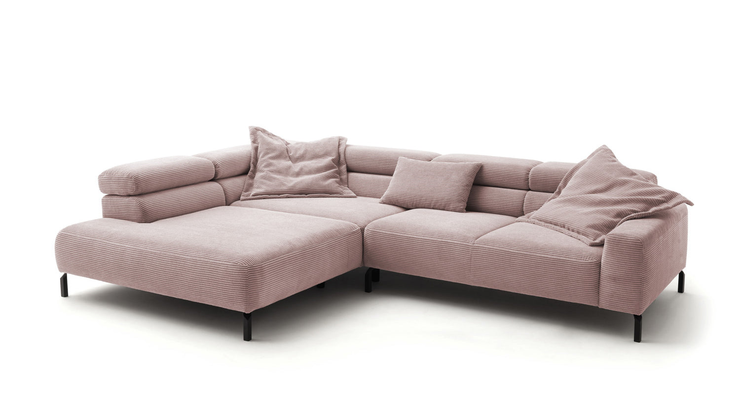 KAWOLA Sofa DELIA Ecksofa Cord rosa