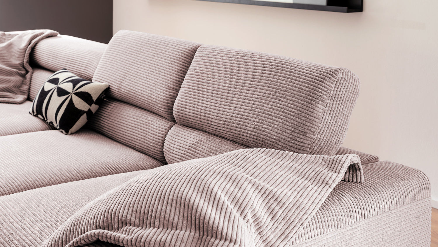 KAWOLA Sofa DELIA Ecksofa Cord rosa