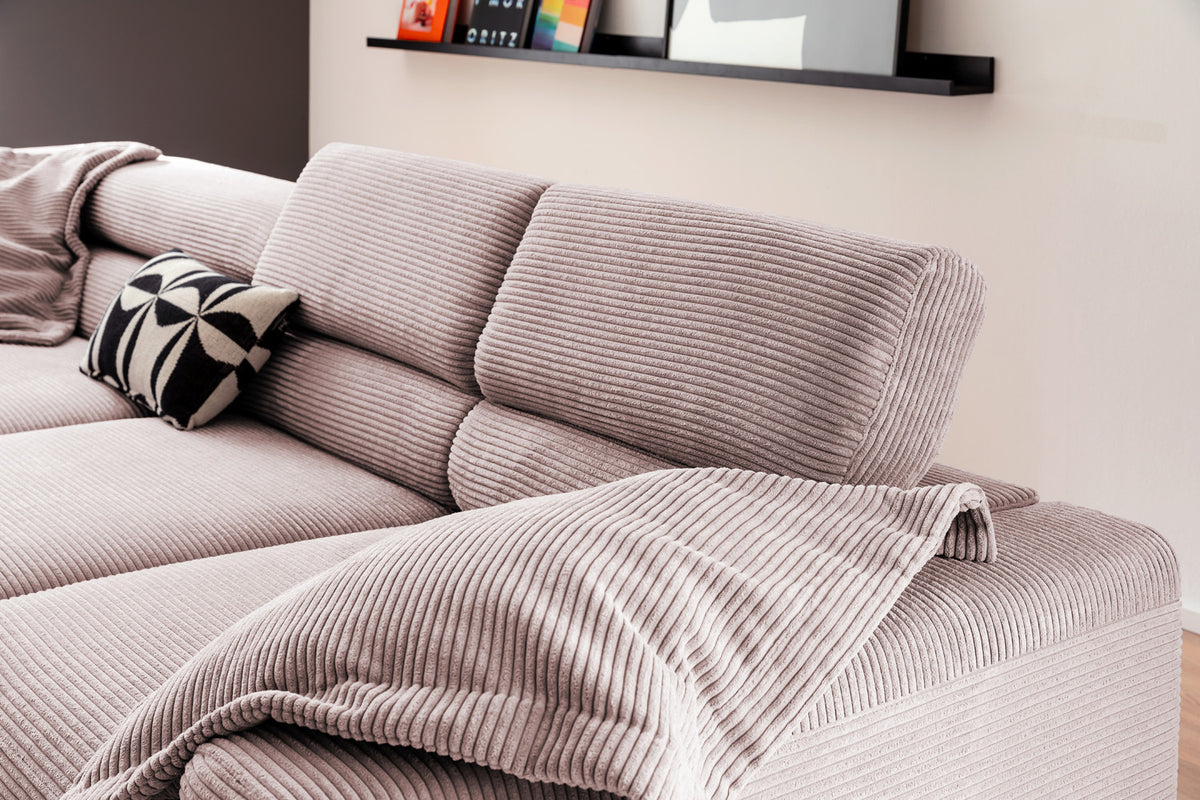 KAWOLA Sofa DELIA Ecksofa Cord rosa