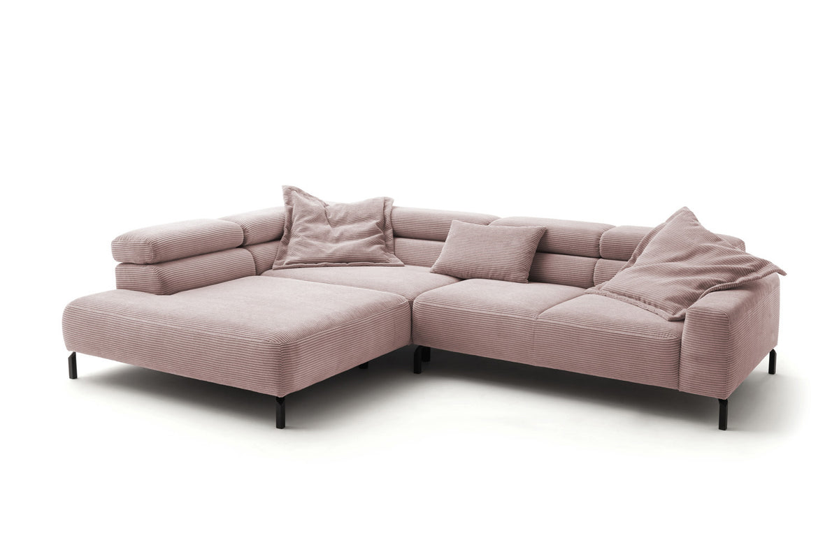 KAWOLA Sofa DELIA Ecksofa Cord rosa